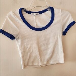 Anistar white Ribbed cropped top shirt size small